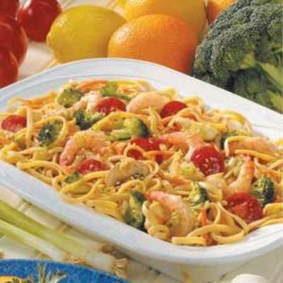 garnalen linguine salade