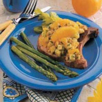 gerookte varkenskarbonades met dressing