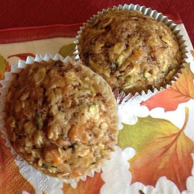 zoete aardappel courgette muffins