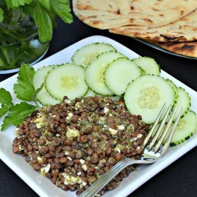 linzensalade met chimichurri-saus