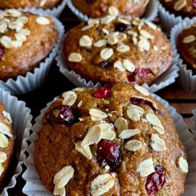 gezonde pompoen cranberry muffins