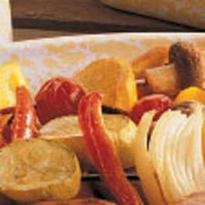 oranje plantaardige kabobs