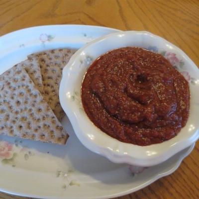 gegrilde aubergine peper voorgerecht dip