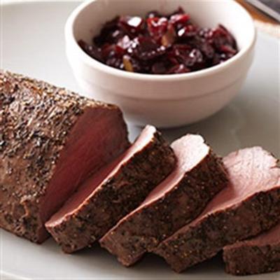 bizons varkenshaasje met kersui-chutney