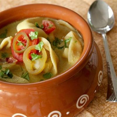 tortellini van de kaas in curried kokosmelk