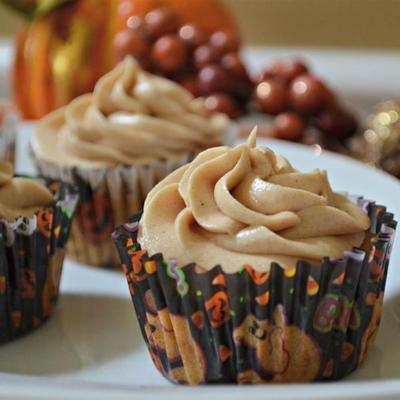 pompoen spice cupcakes met roomkaas glimmertjes