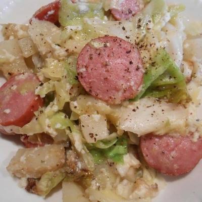 mennonite kool aardappel kielbasa bakken