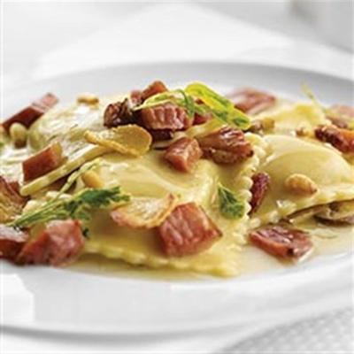 pompoenravioli met knapperige margherita® prosciutto