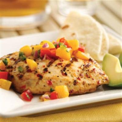 pittige gegrilde kip met mango salsa