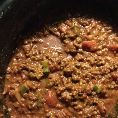 pittige langzaam-gekookt beanless chili