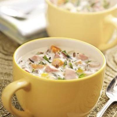 wilde rijst en ham chowder