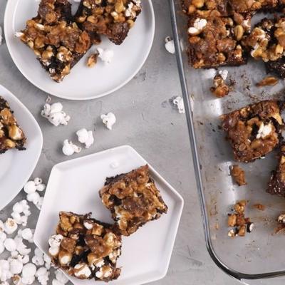 caramel popcorn brownies