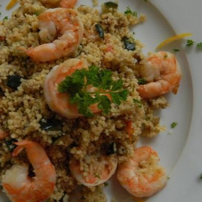 garnalen en plantaardige couscous