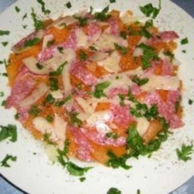 meloen met salami salade