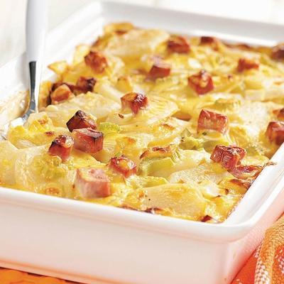 ham en romige aardappel coquilles