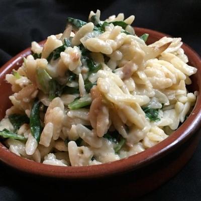 parmezaan en spinazie orzo