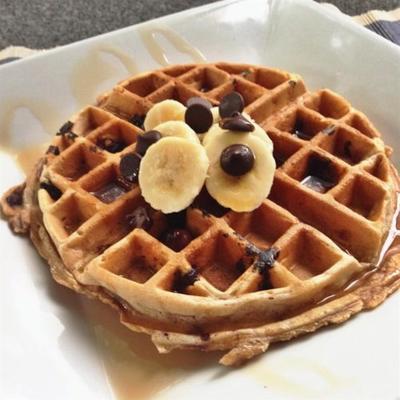 wafels met bananen en chocolade