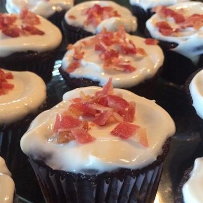 glutenvrije chocolade-whiskey-bacon cupcakes