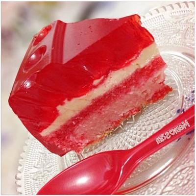 ruby's strawberry jell-o® flan cake