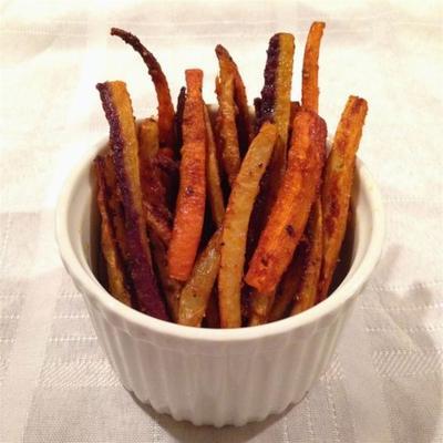 cajun regenboog wortel frietjes