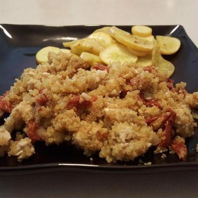 rijstkoker kip quinoa met zongedroogde tomaten