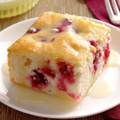 cranberry cake met amandel-botersaus