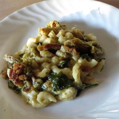 spinaziemacht pesto macaroni en kaas