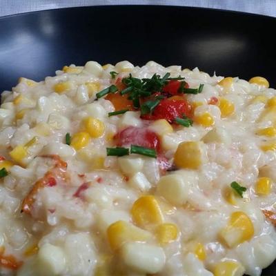 mais risotto met geroosterde rode peper