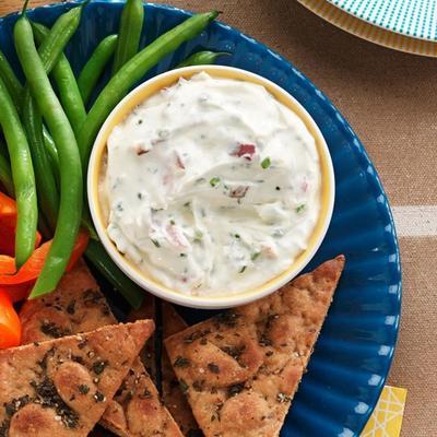 Chive & Bacon Dip with Toasted Pita