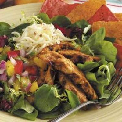 pittige kipsalade met mangosalsa