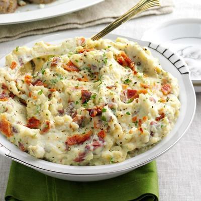 Garlic-Bacon-Stilton Smashed Potatoes