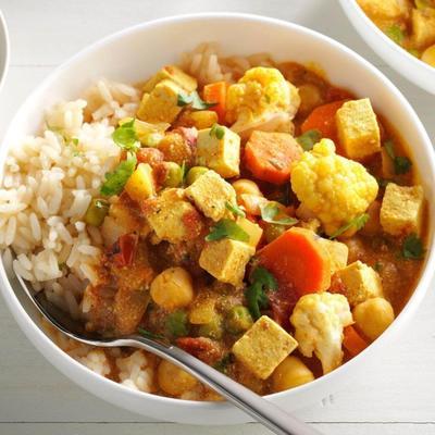 bloemkool en tofu-curry