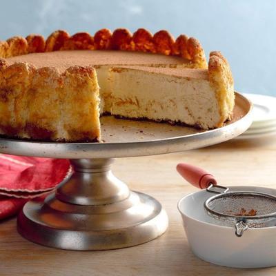 romige tiramisu ladyfinger cheesecake