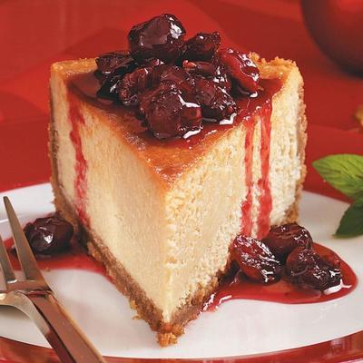 vakantie cheesecake met esdoorn-veenbessencompote