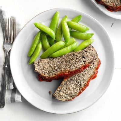 langzaam gekookt gehaktbrood met champignons