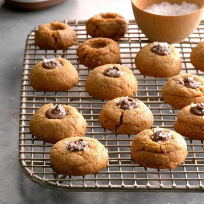 gezouten nutella pindakaas thumbprint cookies