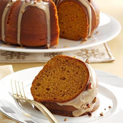 pompoen spice cake met esdoorn glazuur