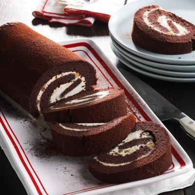 chocolade pindakaas cake roll