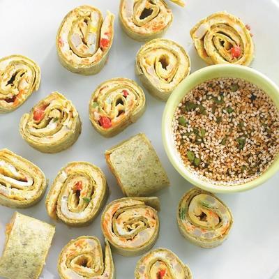 sesam omelet spinazie spiralen