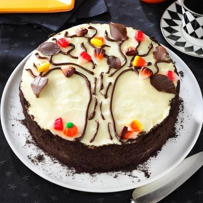 herfst boom cake met oranje vulling