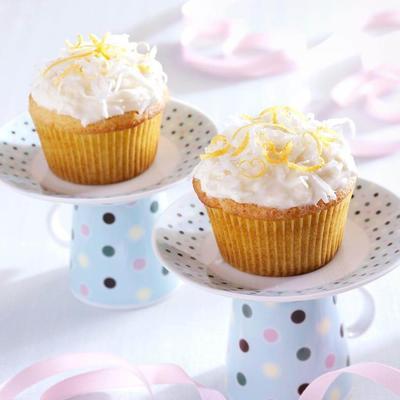 citroen-kokosnoot cupcakes met frosting van roomkaas