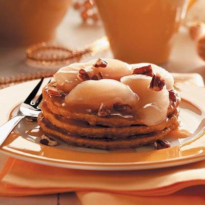 toasty pompoen pannenkoeken met appel cider siroop