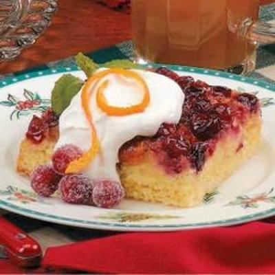 sinaasappel-cranberry cake ondersteboven