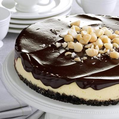 chocolade macadamia-cheesecake