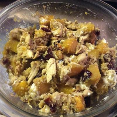 quinoa met pompoen, kip en geitenkaas