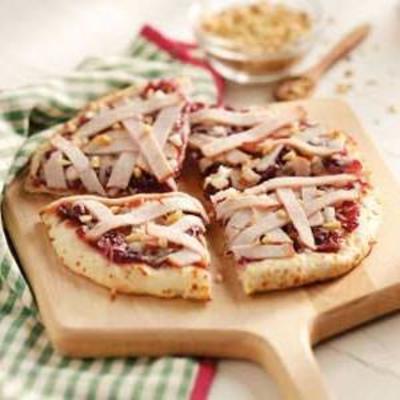 gerookte kalkoen-cranberry pizza