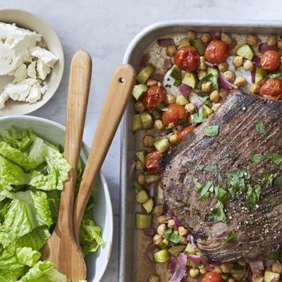 Griekse zijsteak en veggie salade