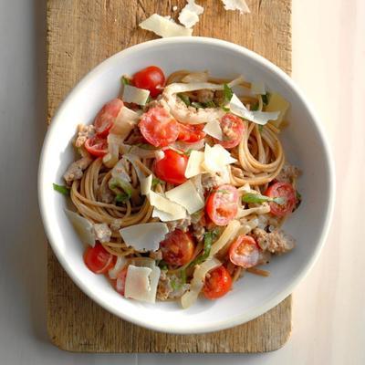 kalkoen worst pasta