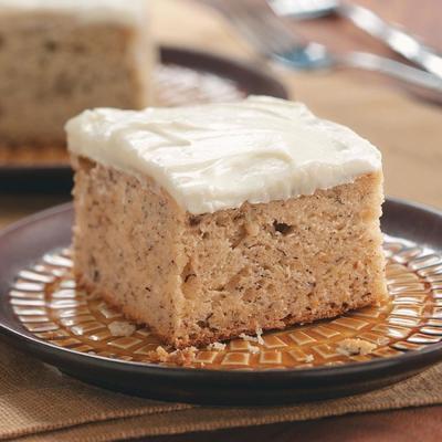 banaancake met roomkaas het berijpen