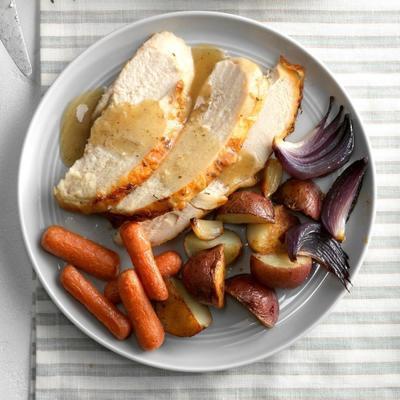 knoflookgeroosterde kip en groenten